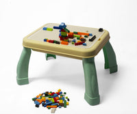 2-in-1 Drawing & Building Table - Blue/Crème