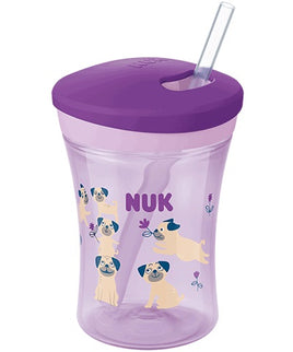 NUK Action Cup 230ml With Drinking Straw - Pink Puppy